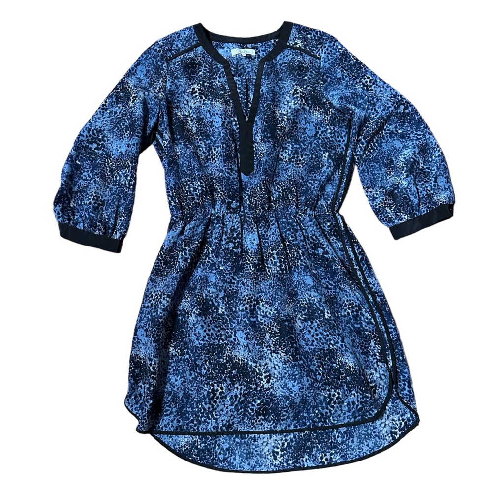 Parker Mallory Blue Rosette Print Hi-Low Mini Dress Size S EUC